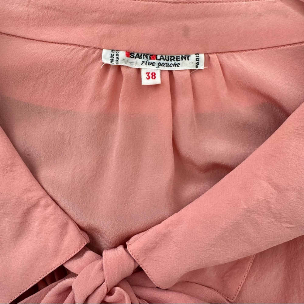 VINTAGE Saint Laurent Blush Tie-Front Top